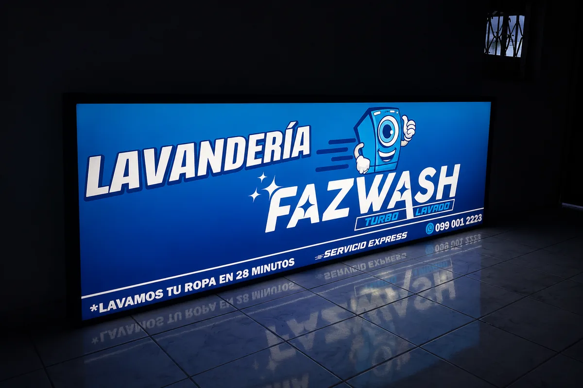 Lavandería FazWash — Caja de luz iluminada