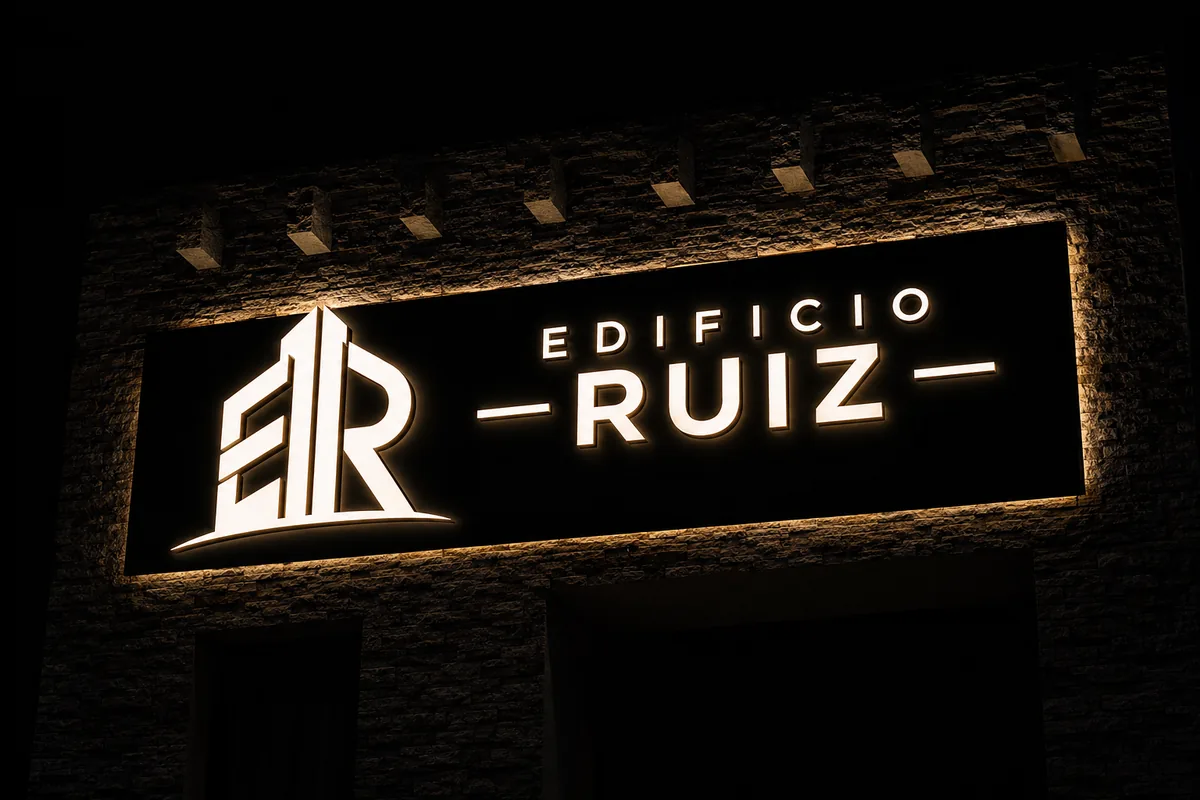 Rótulo LED iluminado — Edificio Ruiz